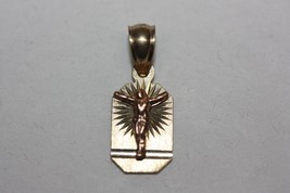 14K Yellow/ Rose Gold Crucifix Jesus Cross Charm Pendant Religious 12mm - $79.48