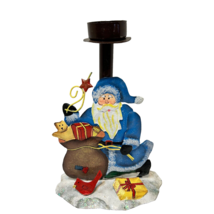 Vintage Folk Art Metal Christmas Santa Claus Tealight Candle Holder 8.75x6&quot; - $26.46