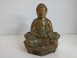 Bronze Gilt Seat Buddha Incense Statue - £110.02 GBP