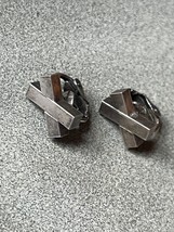 Vintage Small Thick Silvertone X Clip Earrings – 0.5 x 0.25 inches –  - £7.45 GBP