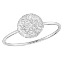 Minimalist Textured Finish Round Disc Circle 8mm Sterling Silver Ring-7 - £8.75 GBP