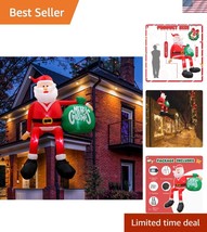 8FT Climbing Santa Inflatables with LED Lights - Weather-Resistant Holid... - $1,485.02 MXN