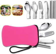 Outdoor Travel Folding Tableware Set, 304 Stainless Steel Knife, Fork And Spoon - £31.14 GBP