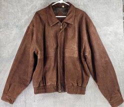 Roundtree &amp; Yorke Jacket Mens Large Brown Suede Leather Vintage Full Zip... - $79.19