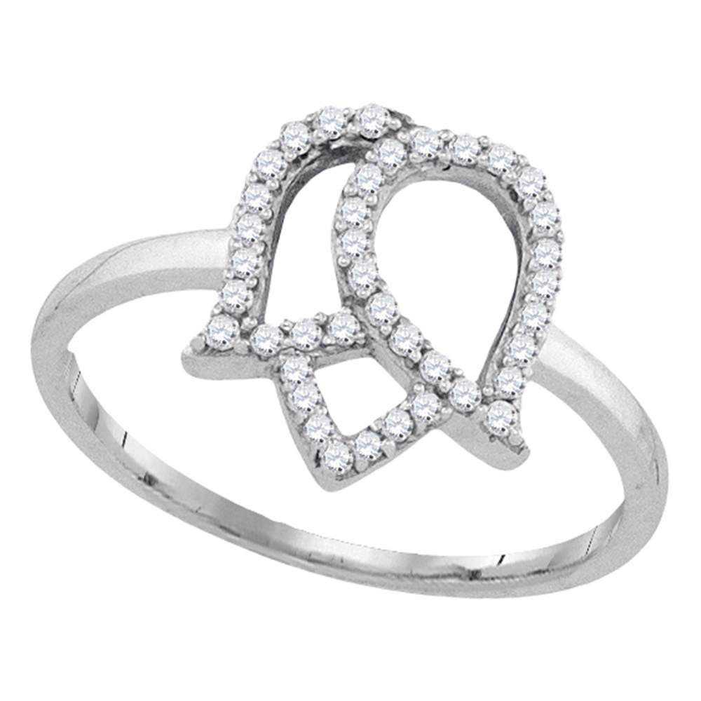 10kt White Gold Womens Round Diamond Tulip Flower Cluster Ring 1/5 Cttw