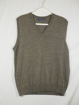 Vintage British Open Golf Gray Sweater Vest 100% Washable Merino Wool Large - £31.45 GBP