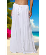 J Valdi Women&#39;s Tiered Wide-Leg Drawstring Pants - White Size: Large $70 - $22.28