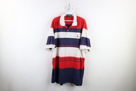 Vintage 90s Streetwear Mens 2XLT Faded Striped Color Block Collared Polo... - £31.07 GBP