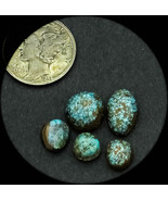 8.0 cwt. Extremely Rare Indian Mountain Turquoise Matched Lot of 5 Cabochons - $400.00