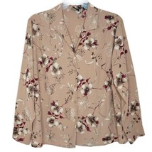 Laura Scott Womens Size 22W Blouse Long Sleeve Button Front V-Neck Brown Floral - £10.98 GBP