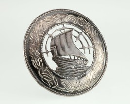 Bateau Viking Rond Broche Argent Sterling 18.2 Grammes - $4,803.22 MXN