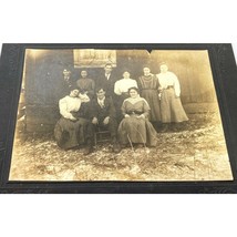 Early 1900s Family Portrait Found Photo Cardboard Backed Western Country - £22.03 GBP