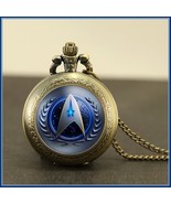 Contemporary Bronzed Space Explorer Ship Medalian Pocket Watch n Chain T... - €68,20 EUR