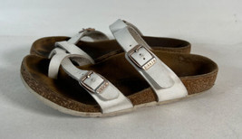 Birkenstock Mayari Women Size 34 White Birko Flor Buckled Slide Comfort ... - £19.77 GBP