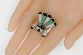 Zuni Sunface Inlay Sterling Silver Ring SZ: 7.50 - £77.69 GBP