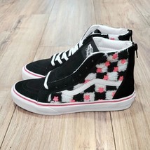 Vans Sk8 Hi Zip Sherpa Fur Floral Womens Size 6.5 (5Y) Black White Shoes - £43.50 GBP