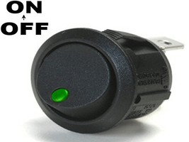 Pacific Customs Off/On 10 Amp Round Rocker Switch The Dot Lights Up Gree... - £18.86 GBP