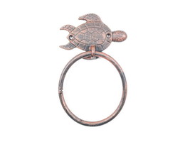 [Pack Of 2] Rustic Copper Cast Iron Sea Turtle Towel Holder 7&quot; - £41.72 GBP