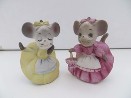 LOT OF 2 Vintage Mice Mouse Figurine Lady Female Girl Victorian Dress Cl... - £8.20 GBP