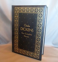 Leather Bound Charles Dickens 4 Novels Collectible Copy Gilt Pages Ribbon Marker - £5.48 GBP