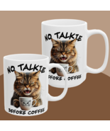 Funny Angry Cat Mug No Talkie Before Coffee Grumpy Kitty Cup Caffeine Hu... - €10,34 EUR+