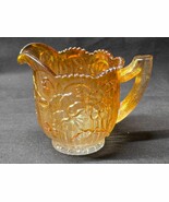 Vintage IMPERIAL 4&quot; Creamer DOUBLE ROSE Marigold Tree Bark Carnival Glass - $14.98 CAD