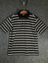 Grand Slam Golf Polo Shirt Casual Button Collar Medium Black White Stripe Men M - £11.21 GBP