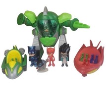 Pj Masks Gekko Turbo Movers Green Tail Drill Vehicle Lot Of Figures Working - $18.37