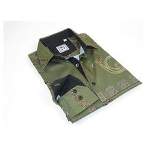 Men Sports Shirt by DE-NIKO Long Sleeves Fashion Print Soft Modal 2F008 Olive image 3