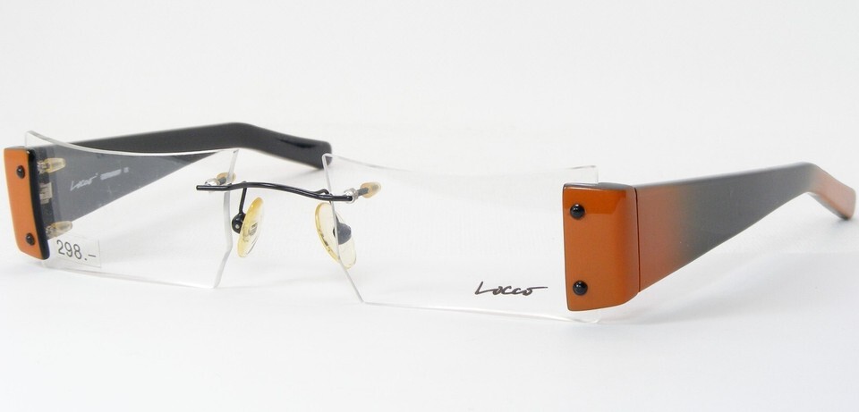 Vintage LOCCO PAMPLONA 2 Black /Orange-Brown UNIQUE RARE EYEGLASSES 52-2... - $198.00