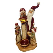 Santa and Three Carolers Snowmen Tealight Candle Holder 7.5&quot; - £9.93 GBP