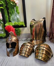 Medieval Ancient Roman Troy Trojan Muscle Armor Breast Plate,Helmet &amp; Pa... - £390.53 GBP