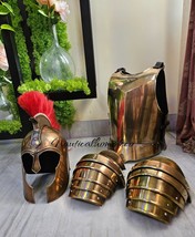 Medieval Ancient Roman Troy Trojan Muscle Armor Breast Plate,Helmet &amp; Pa... - £392.28 GBP