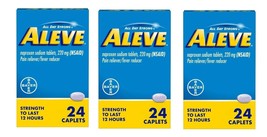 Aleve Naproxen Sodium Pain Reliever 24  Caplets Exp 2025 Pack of 3 - £19.10 GBP