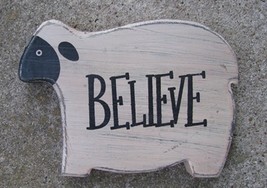  KLY60422 - Chunky Sheep-Believe  Primitive wood   - £5.55 GBP