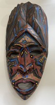 Vintage Face Wooden Tribal Mask Hand Carved African Wall Art Hanging Folk Art - $72.13