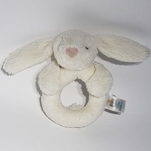 Jellycat London 5&quot; Cream Bashful Bunny Plush Grabber Ring Rattle London Age 0+ - £9.55 GBP