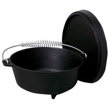 2-Gallon Seasoned Cast Iron Dutch Oven with Lid and Spiral Metal Handle - £123.01 GBP