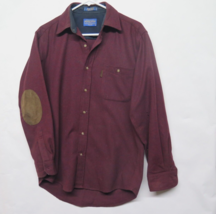 Pendleton Mens S 100% Wool Red Button Logo Trail Shirt Outdoor Elbow Pat... - $37.94