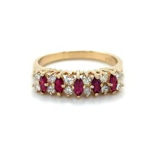 Ruby and Diamond 14K Yellow Gold Ring 3.2g Size 6.75 - £770.62 GBP