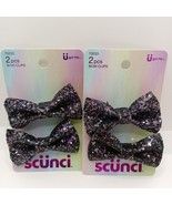 2 PACKS SCUNCI BLACK GLITTER BOW CLIPS 4 CT TOTAL 70033 - $165.56 MXN