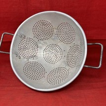 Colander Strainer Aluminum Metal 7 Circle 11” Footed VTG Handle Farmhous... - $19.79