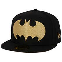 Batman Gold Logo Black Colorway New Era 59Fifty Fitted Hat Black - $51.98