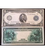 Reproduction $5 1914 Federal Reserve Note Lincoln Columbus Pilgrims Minn... - £3.18 GBP