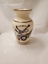 Vintage Tonala  Bird Sandstone Folk Art Pottery Vase Mexican Pottery Signed - £18.76 GBP