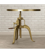 Gold Iron Console Table DemiLune Industrial Adjustable Vintage Crank - £776.88 GBP