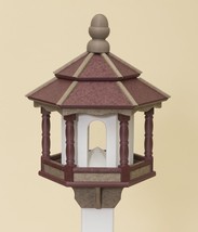 BIRD FEEDER ~ Amish Handmade Recycled Poly Hexagon ~ Cherry Tan &amp; White 5LB USA - £152.65 GBP