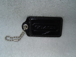 AUTHENTIC COACH JUMBO BLACK PATENT LEATHER HANG TAG W/GOLD HARDWARE EUC - £13.58 GBP