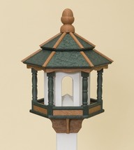 BIRD FEEDER ~ Amish Handmade Recycled Poly Hexagon ~ Green Cedar &amp; White... - £152.65 GBP