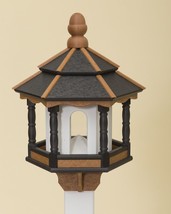 BIRD FEEDER ~ Amish Handmade Recycled Poly Hexagon ~ Black Cedar &amp; White... - $190.97